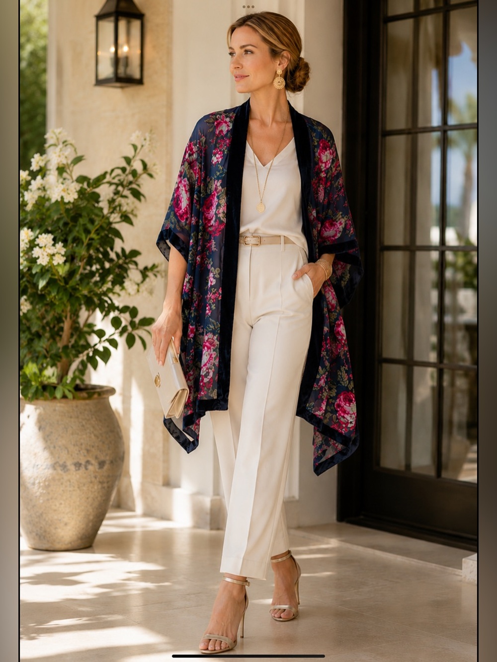 Woven Heart velvet kimono ROSES semi sheer , wine red, black, pink,
OSFM BOHO - Picture 2 of 16